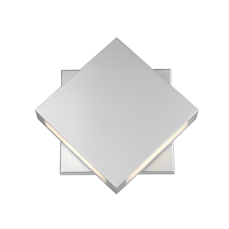 Z-Lite Quadrate 2 Light Outdoor Wall Sconce, Silver & Sand-blast glass 572B-SL-LED